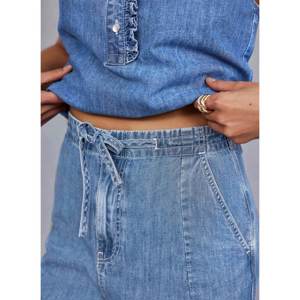 Mint Velvet Mid Indigo Tie Waist Wide Jeans